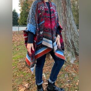 Alpaca Wool Shawl - Open Poncho